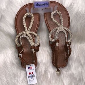 Claire's Sandals Gold and Tan Sandals